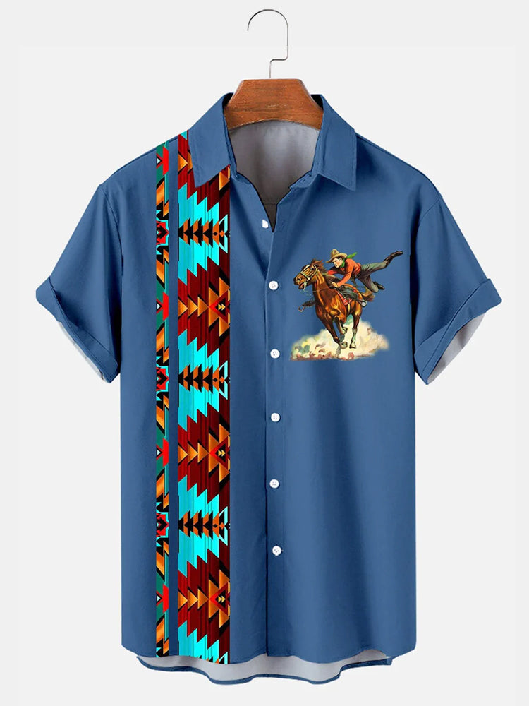 Men'S West Cowboy Print Shirt