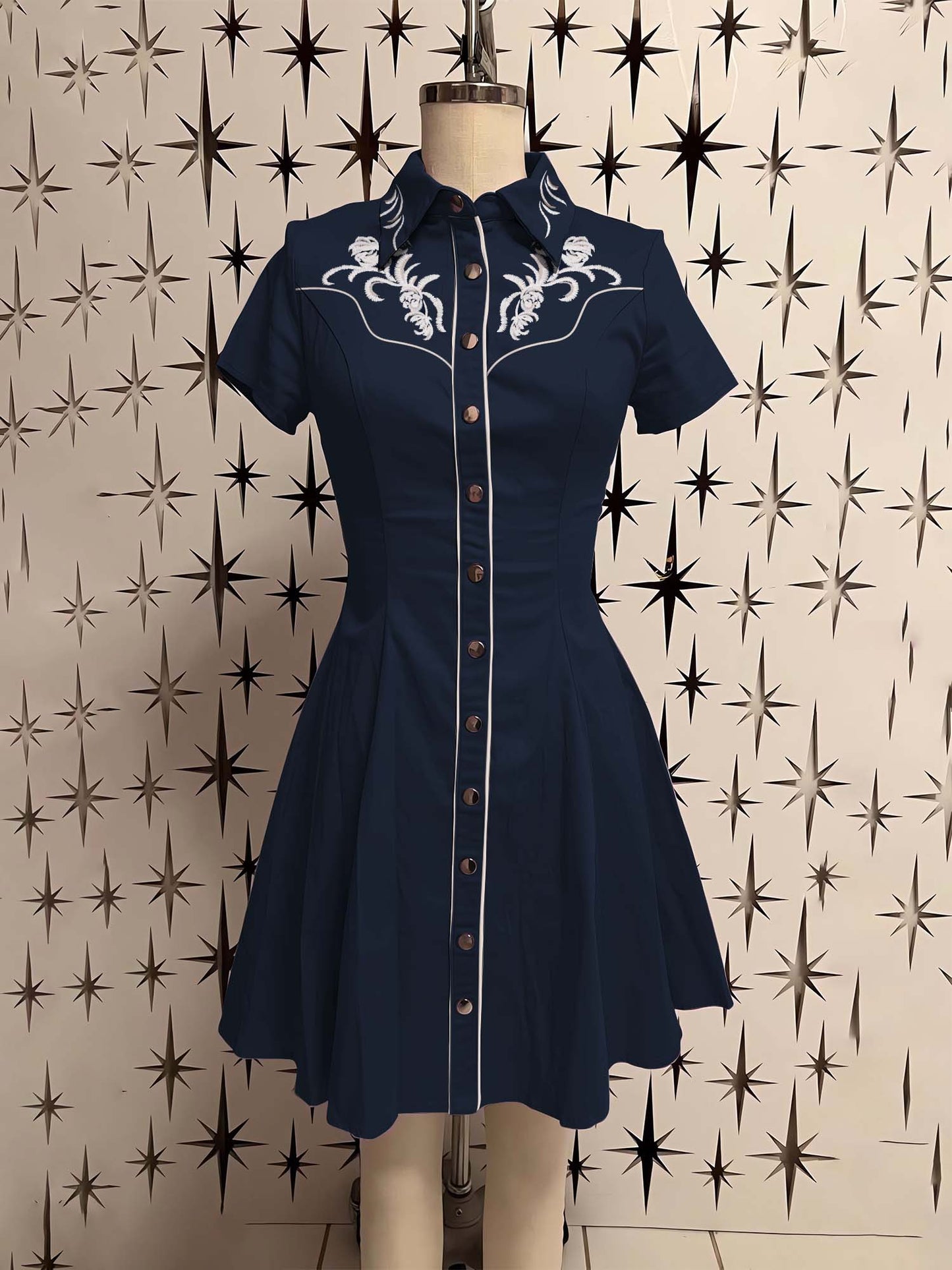 Western Vintage FLower Printed Shirt Dress