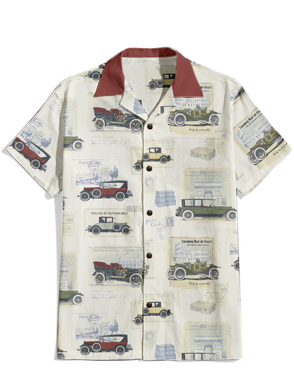 Men'S Vintage Car Printed Shirt