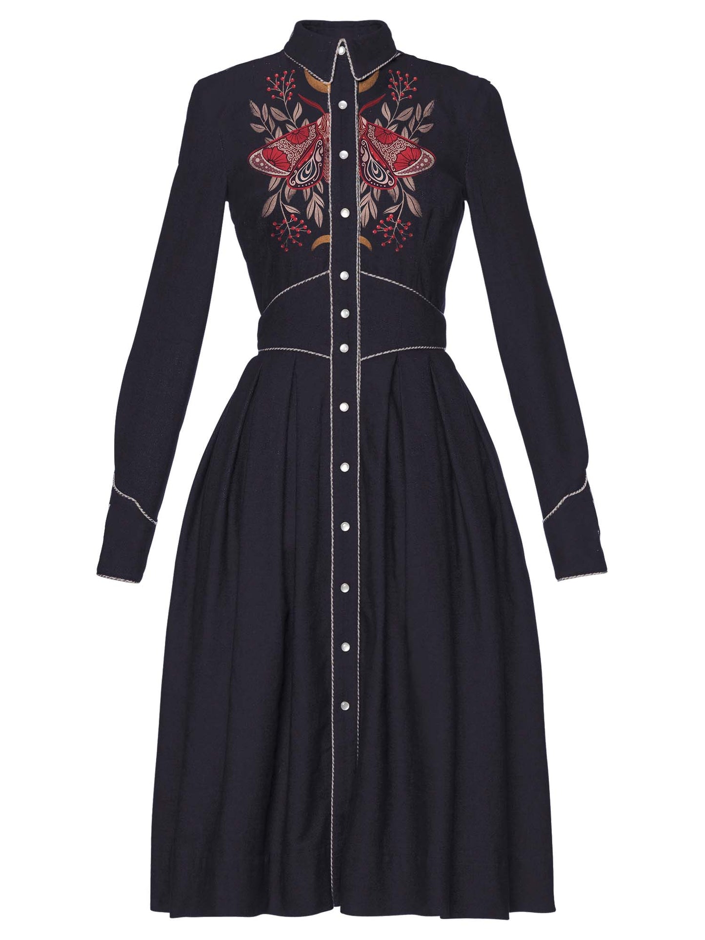 Western Moon Flowers And Moths Shirt Dress