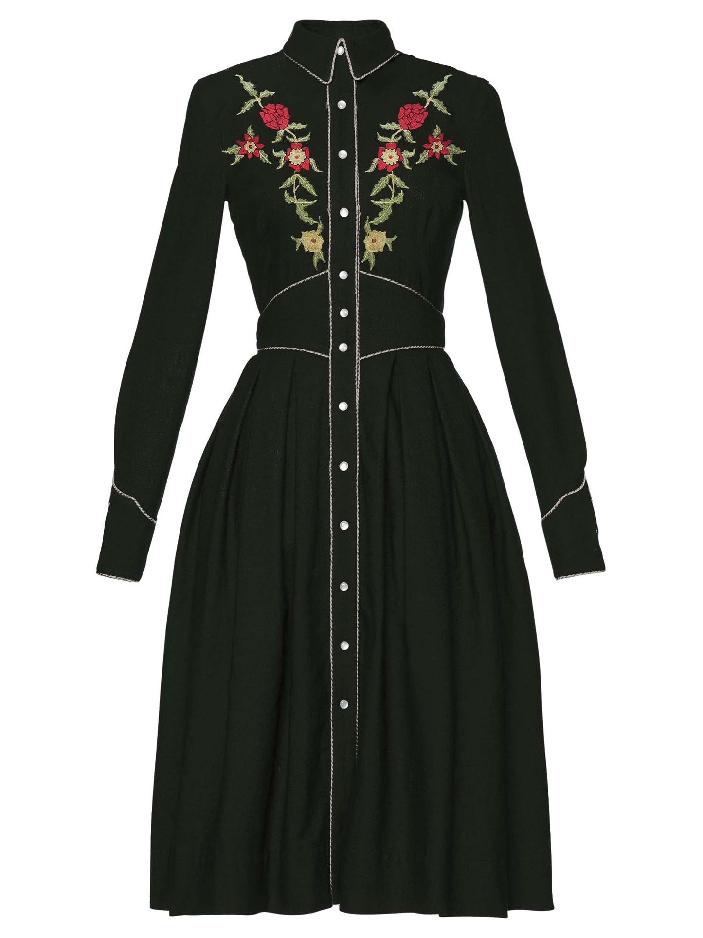 Western Vintage Flower Cowboy Shirt Dress