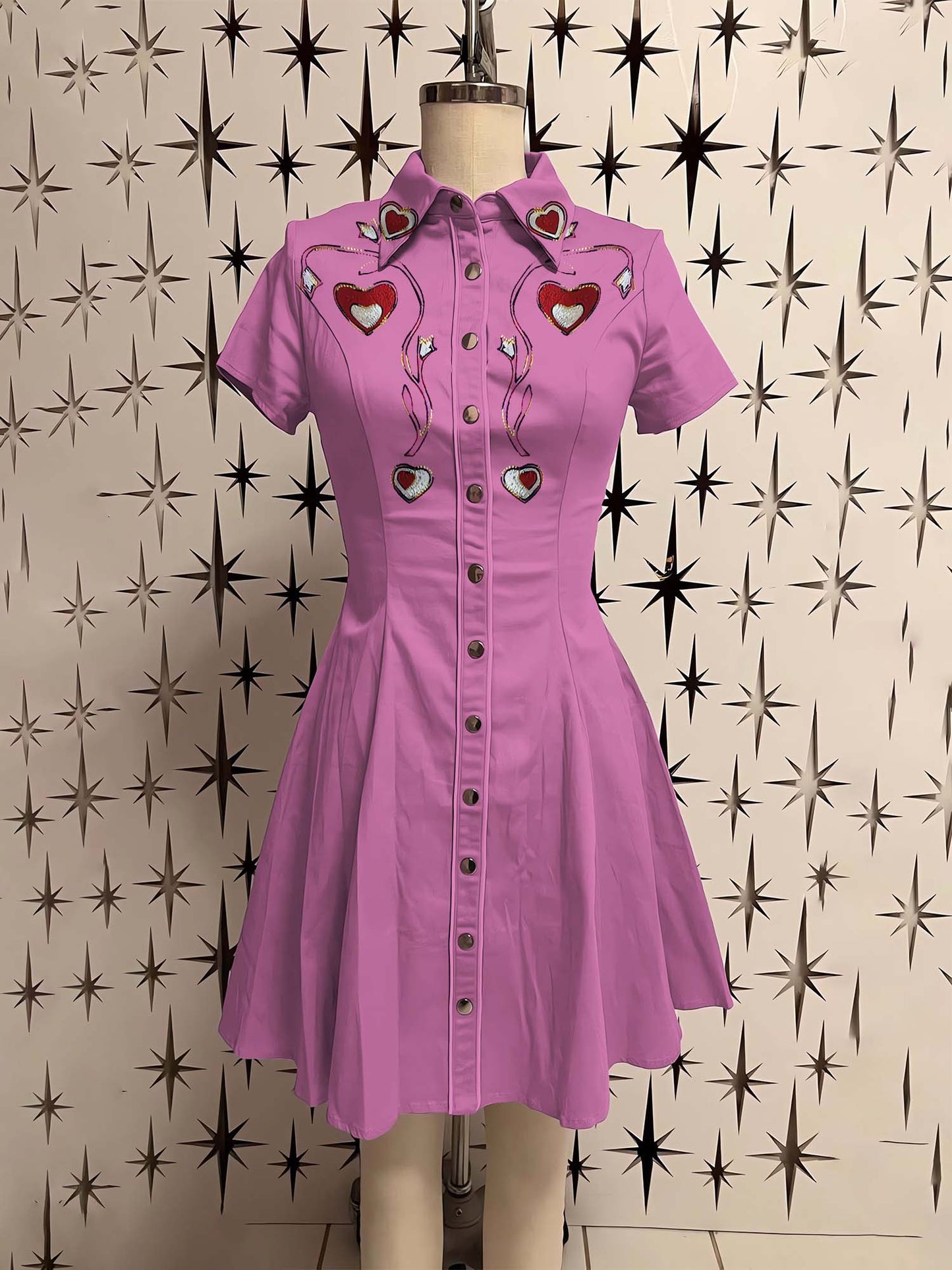 Pink Love Printed Shirt Dress