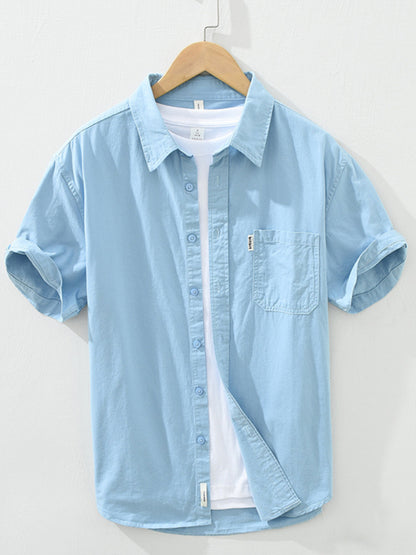 Men'S Plain Cotton Linen Shirt