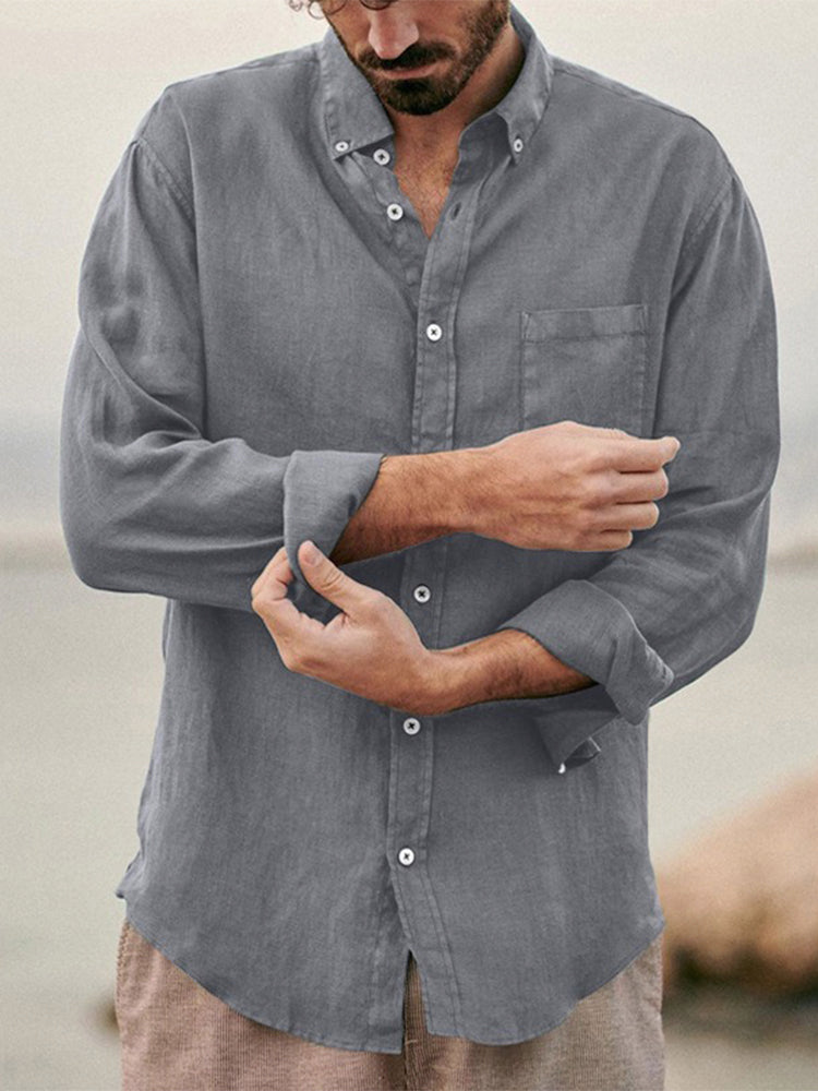 Men's Cotton Linen Long Sleeve Shirt