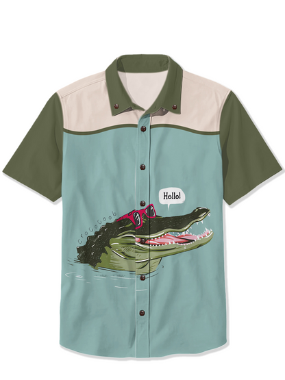 Men'S Crocodile Swimming Printed Shirt