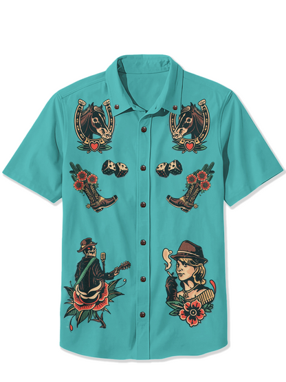 Men'S Western Emblem Printed Shirt