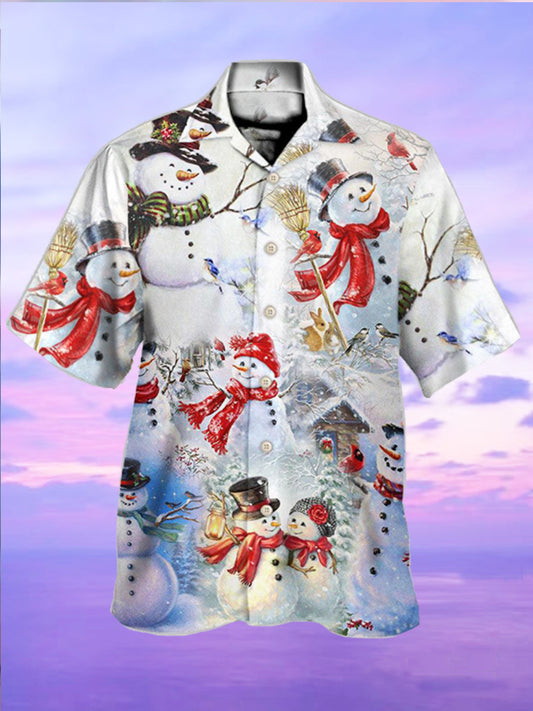 Men's Christmas Snow Print Shirt