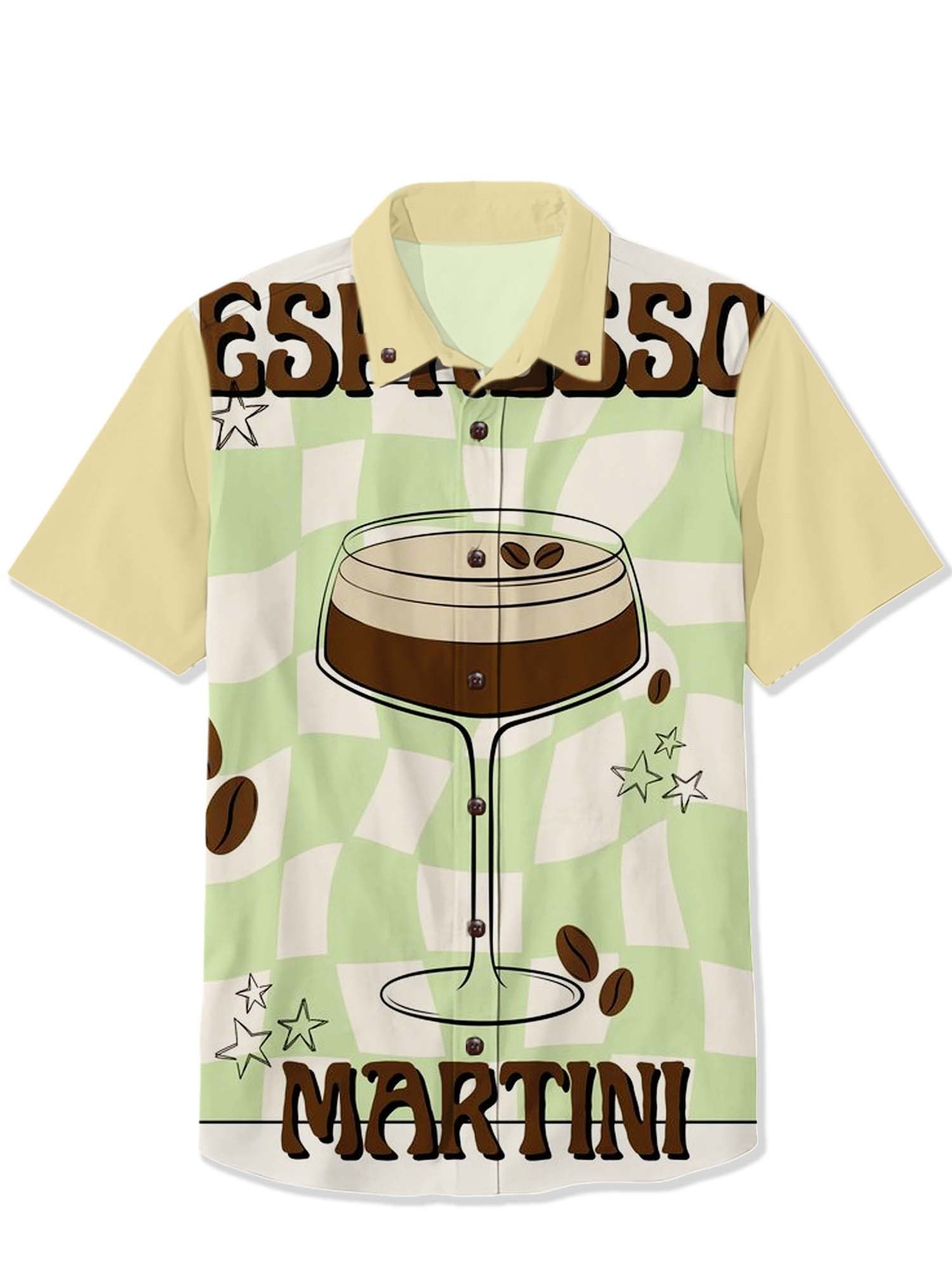 Men'S Coffee Champagne Printed Shirt