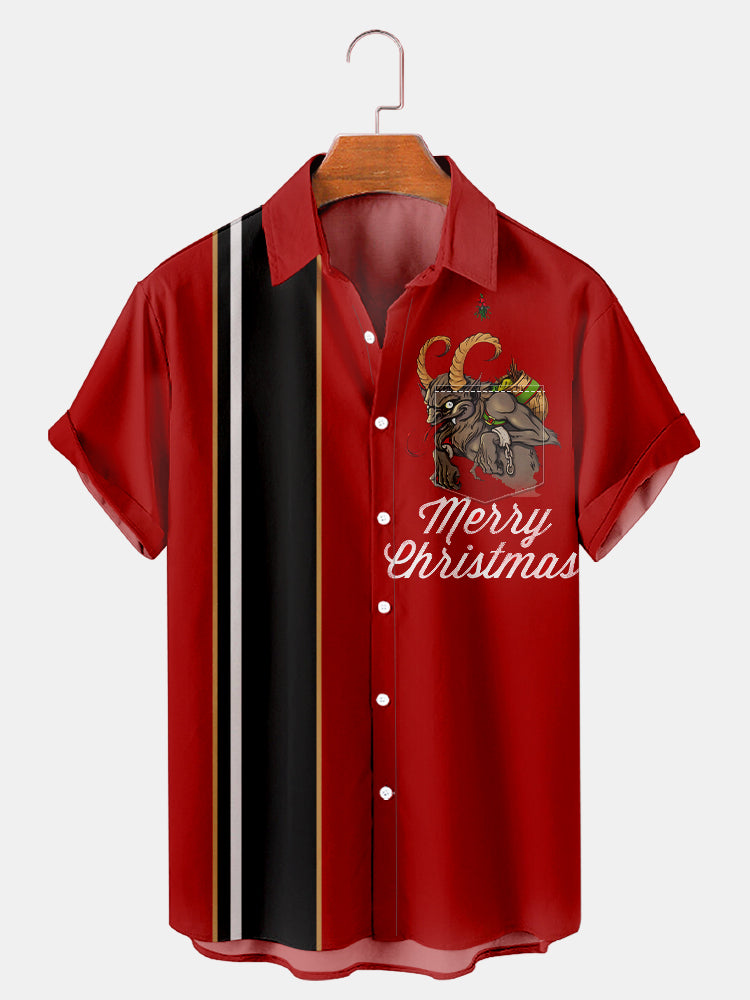 Men'S Merry Christmas Krampus Printed Shirt