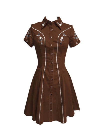 Vintage Western Printed Shirt Dress