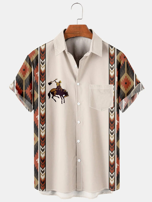 Men'S West Cowboy Print Shirt