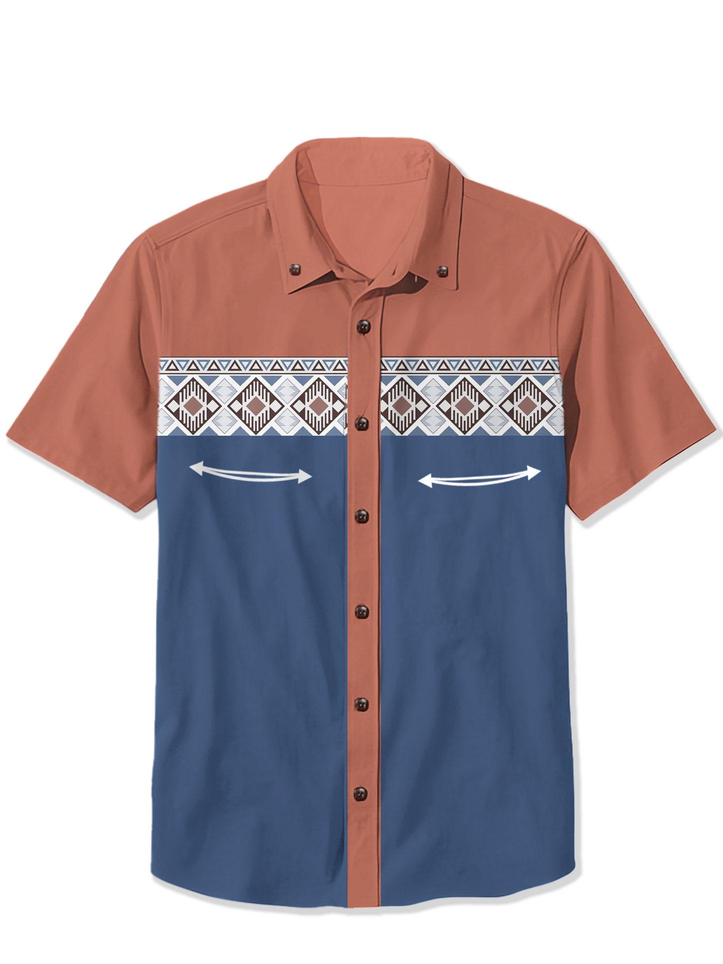 Men'S Red And Blue Interval Printed Shirt