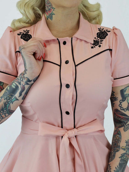 Western Rose Shirt Dress