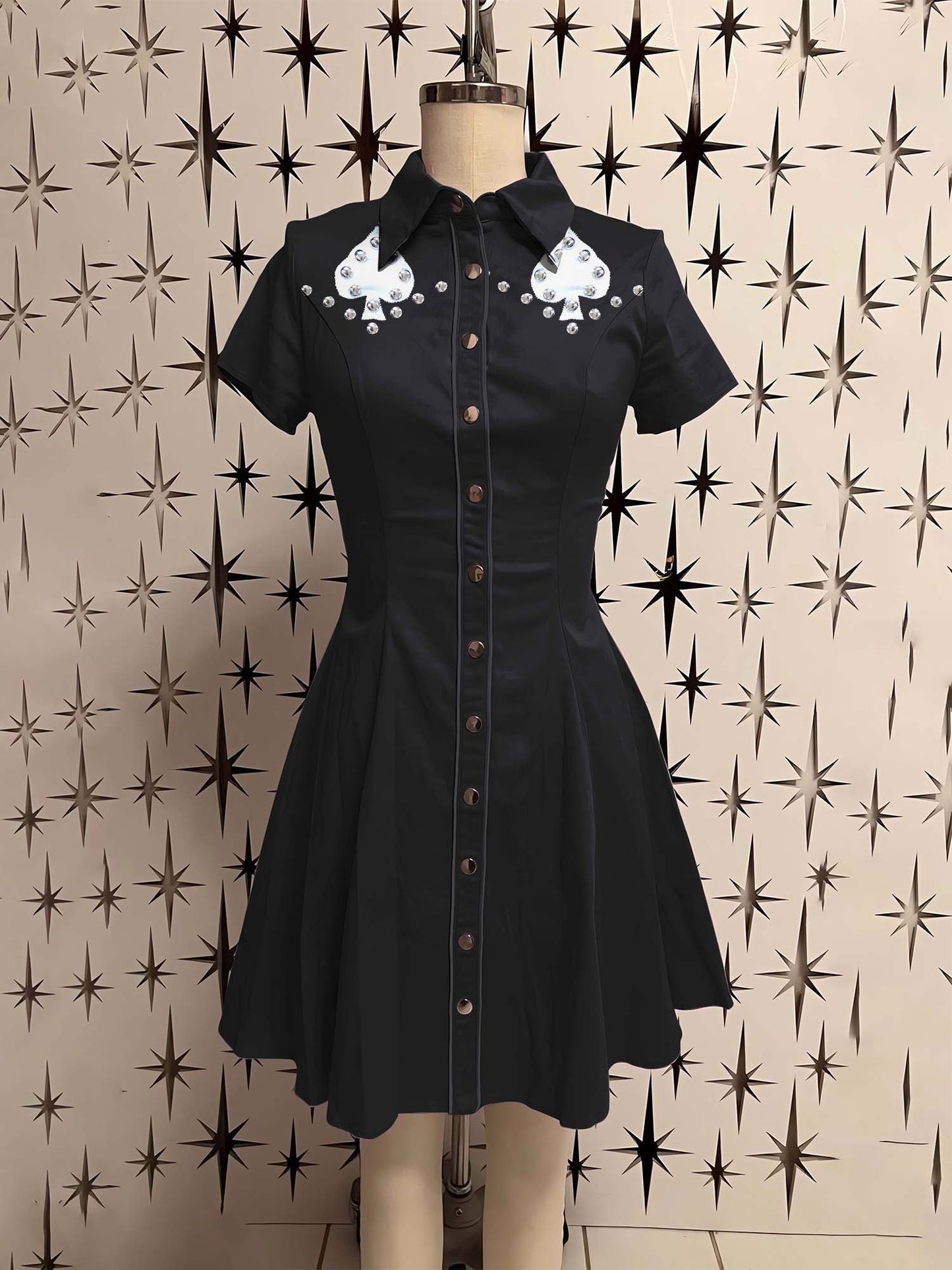 Rivet Spades Printed Shirt Dress