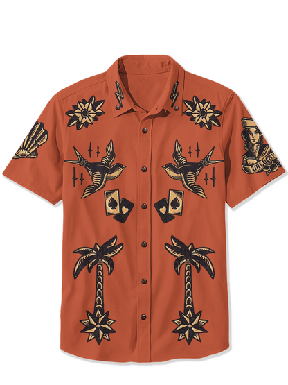 Men'S Lucky Coconut Tree Printed Shirt