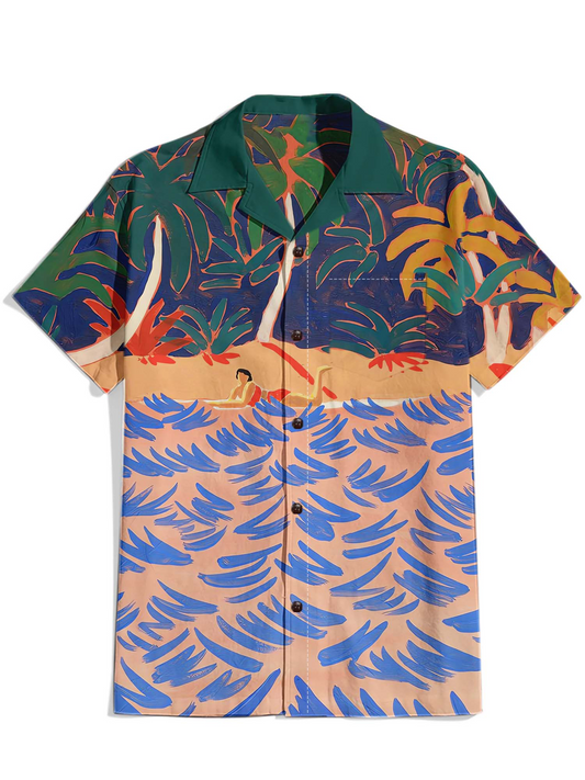 Men'S Surfing On The Sea Printed Shirt