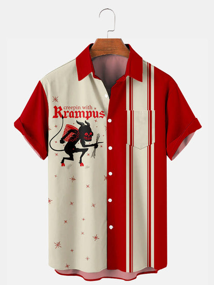 Men'S Christmas Krampus Monster Printed Shirt