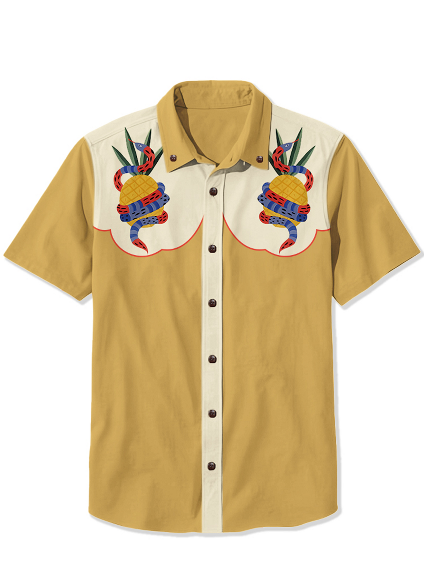 Men'S Snake around pineapple Printed Shirt