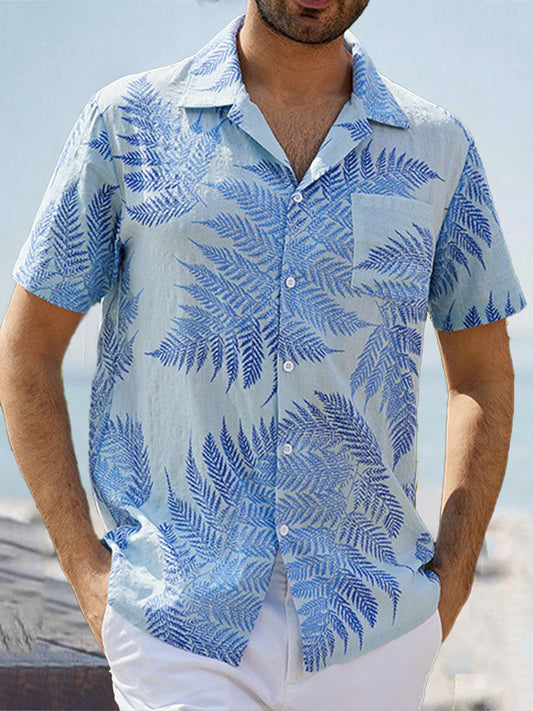 Men's Cotton Palm Tree Printed Shirt