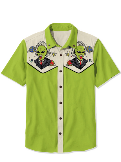 Men'S Extraterrestrial Science Printed Shirt