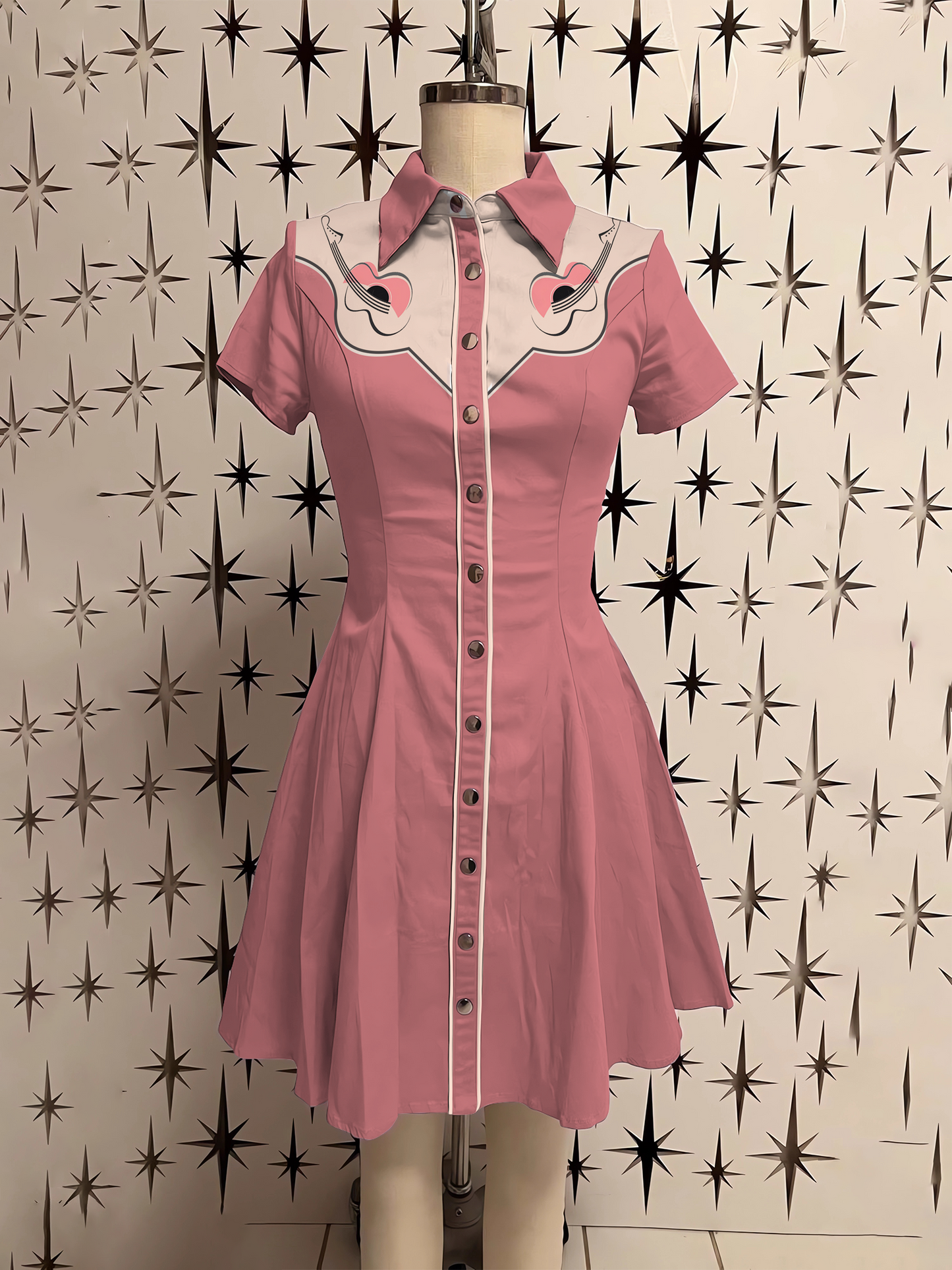 Western Vintage Guitar Shirt Dress