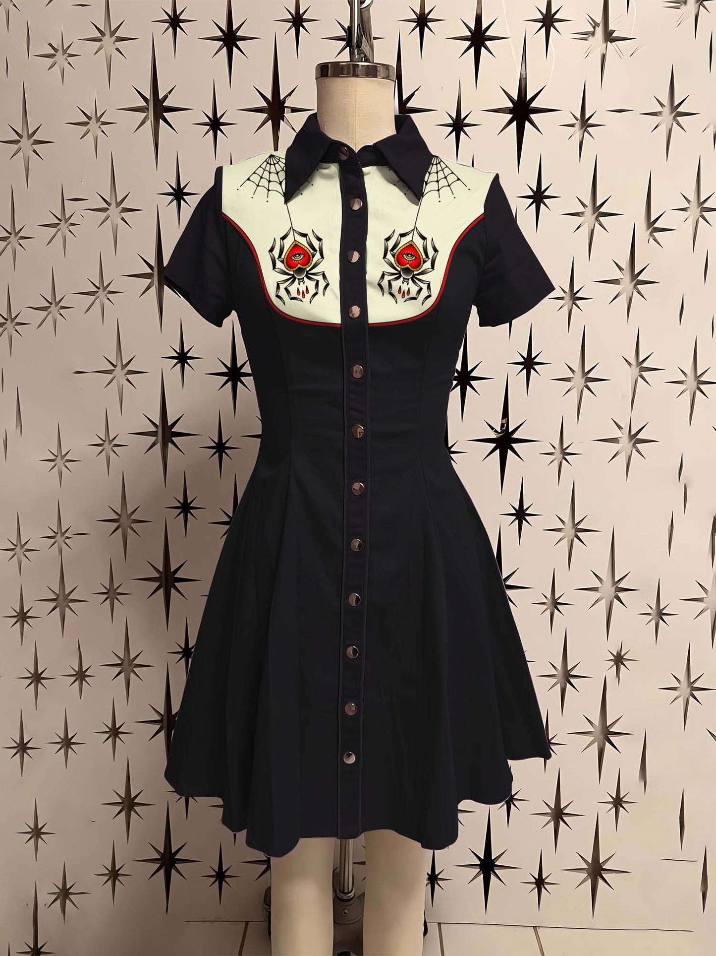 Spider And Love Printed Shirt Dress