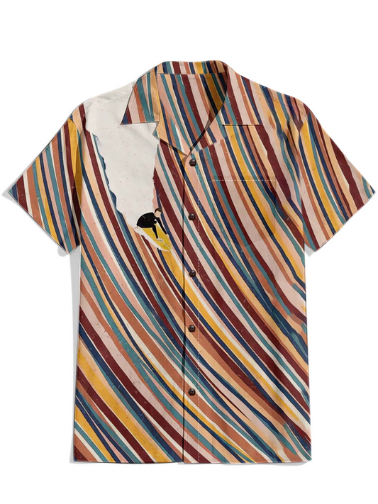 Men'S Surfing On The Sea Printed Shirt