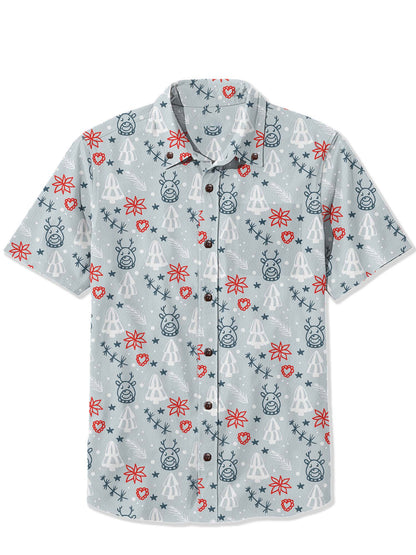 Men'S Christmas Deer Printed Shirt