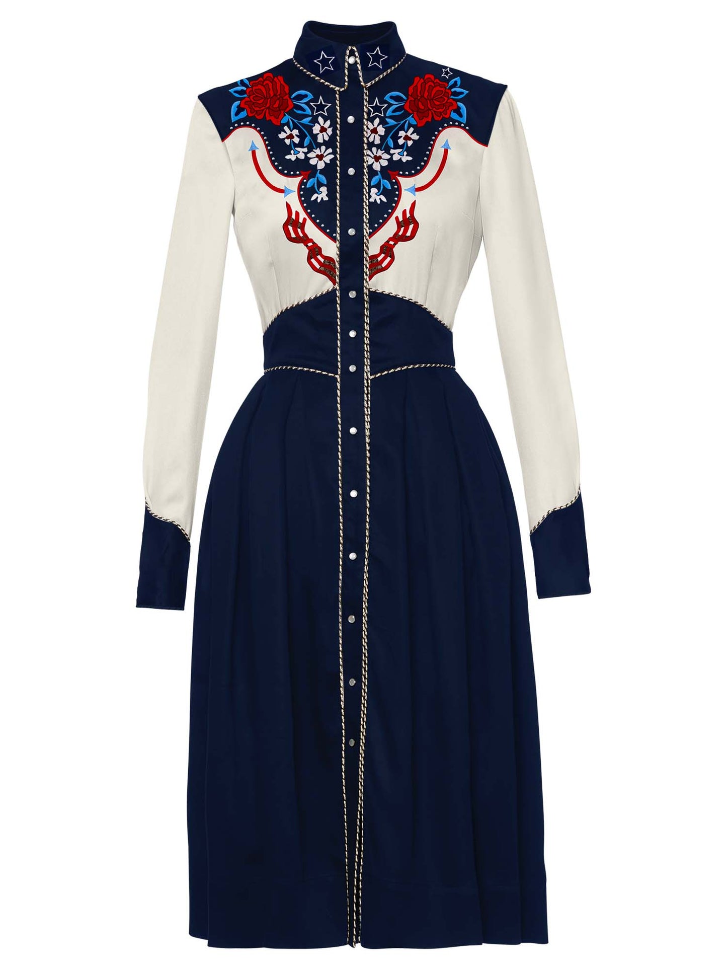 Western Vintage Western Flower Shirt Dress