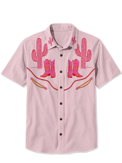 Men'S Pink Wilderness Ranch Printed Shirt