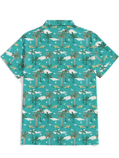 Men'S Crocodile Under The Coconut Tree Printed Shirt