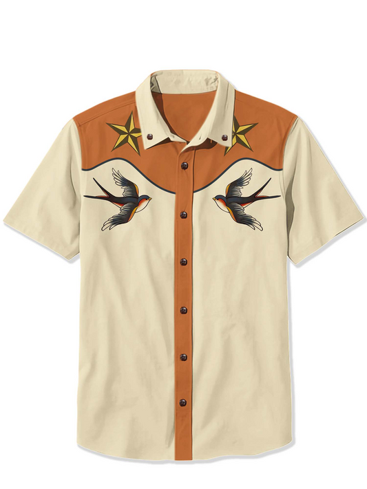 Men'S Star Swallow Printed Shirt