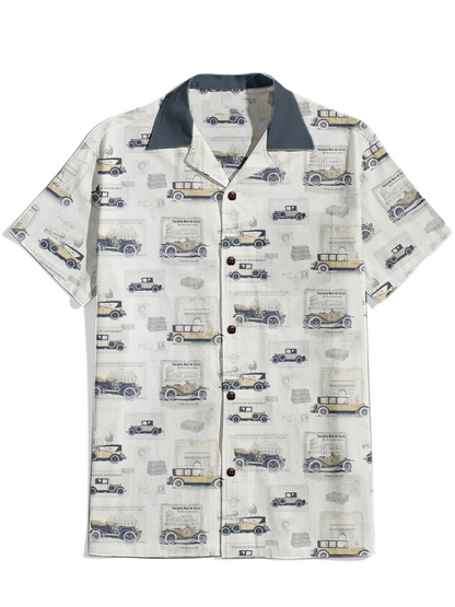 Men'S Vintage Car Printed Shirt