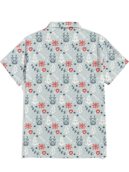 Men'S Christmas Deer Printed Shirt