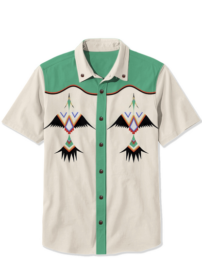 Men'S Indian Thunderbird Cowboy Printed Shirt