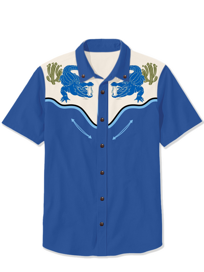 Men'S Blue Crocodile Printed Shirt