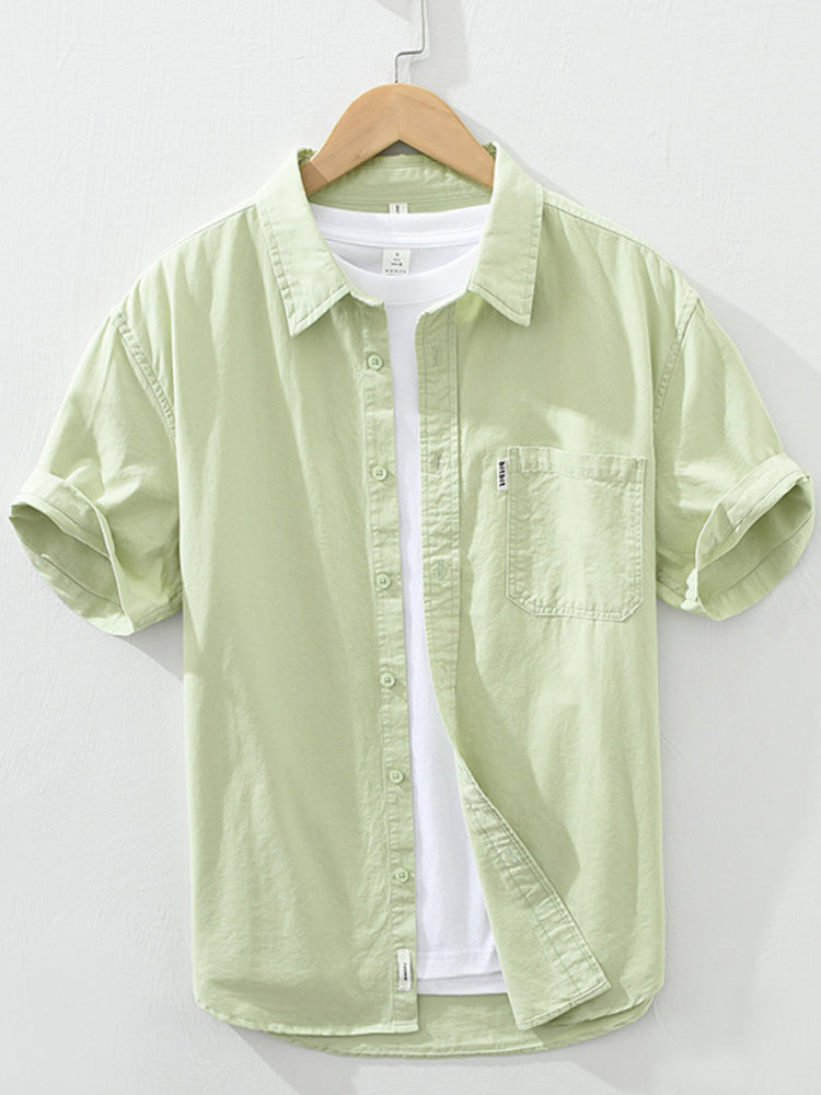 Men'S Plain Cotton Linen Shirt