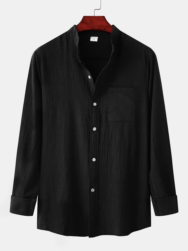 Men's Cotton Linen Long Sleeve Shirt