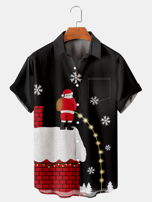 Men'S Merry Christmas Santa Printed Shirt