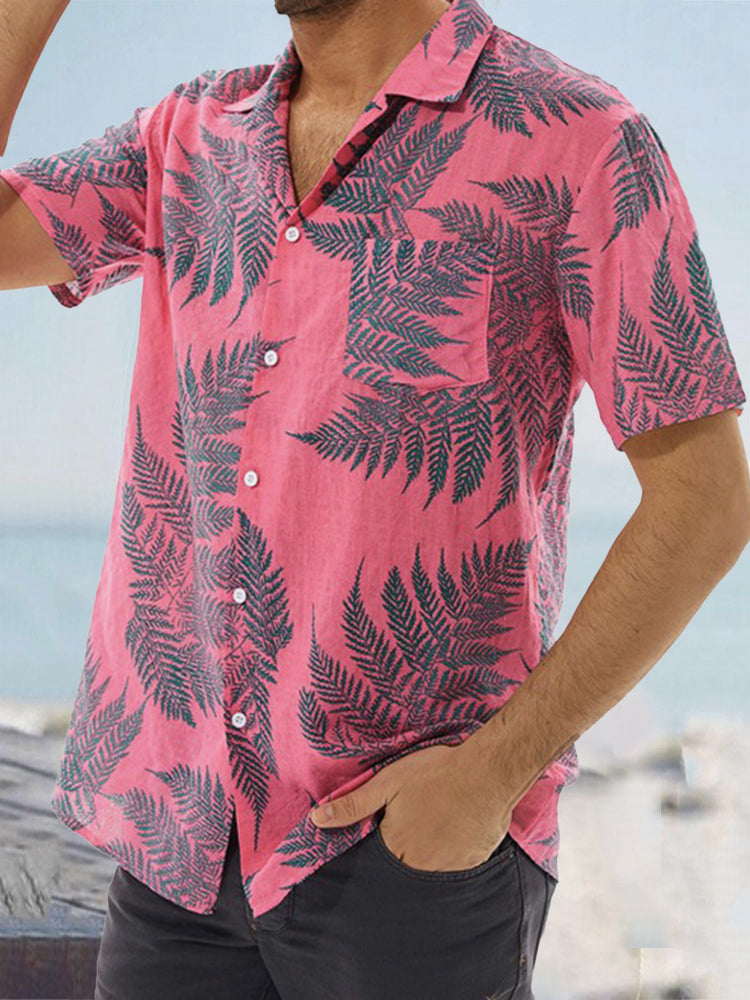 Men's Cotton Palm Tree Printed Shirt