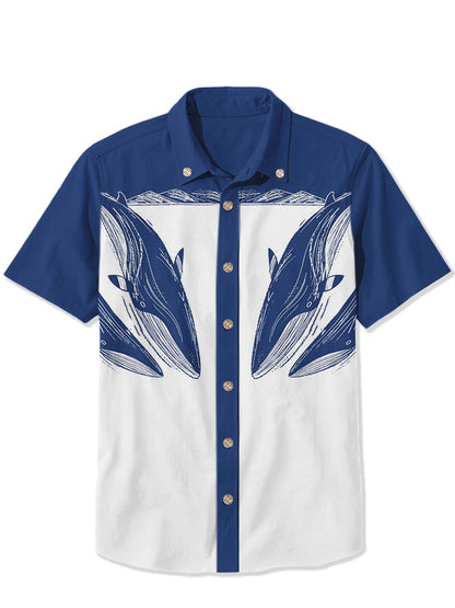 Men'S Wave Whale Printed Shirt