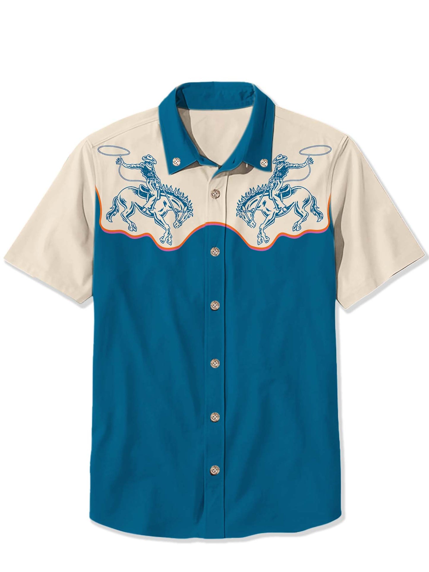 Men'S Western Cowboys Go Horseback Hunting Printed Shirt