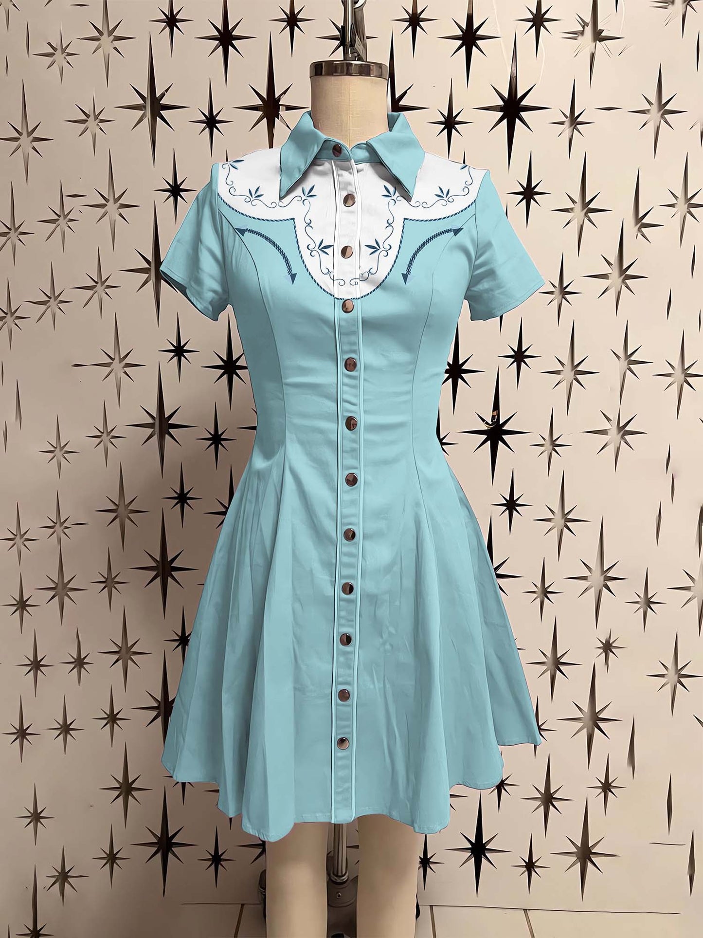 Vintage Flower Printed Shirt Dress