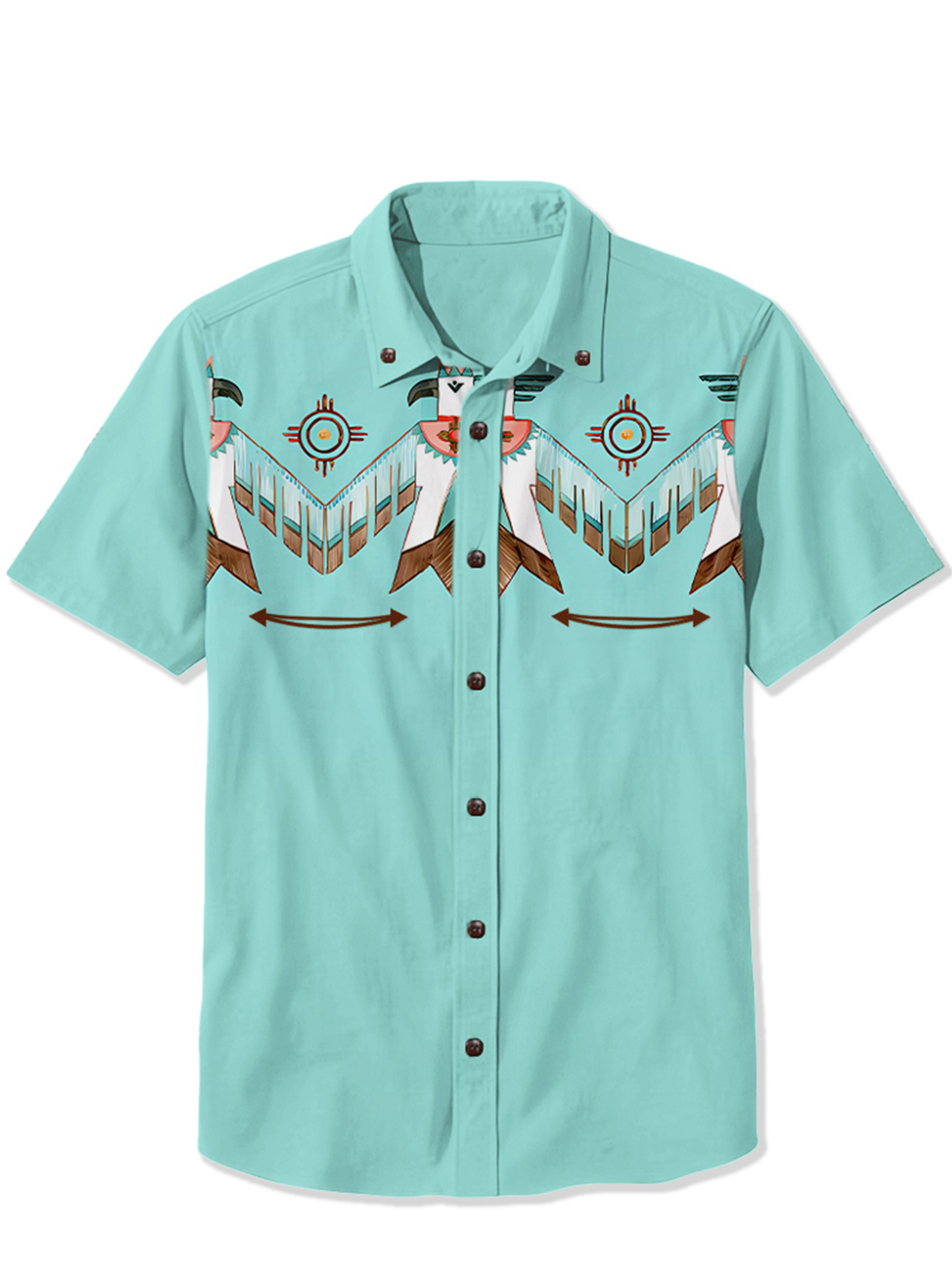 Men'S Indian Thunderbird Cowboy Printed Shirt