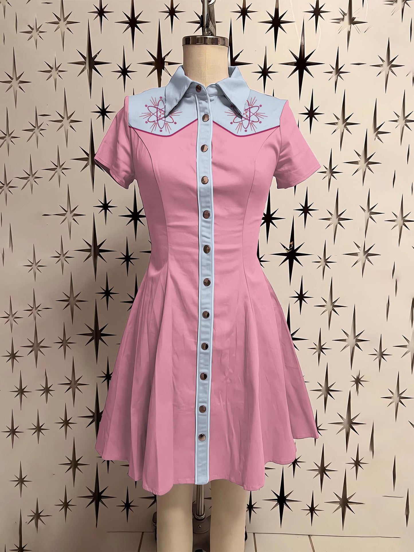 1950's Atomic Printed Shirt Dress