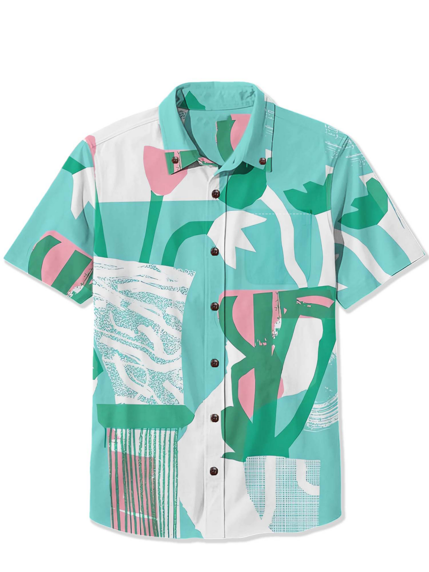 Men'S Abstract Flower Printed Shirt