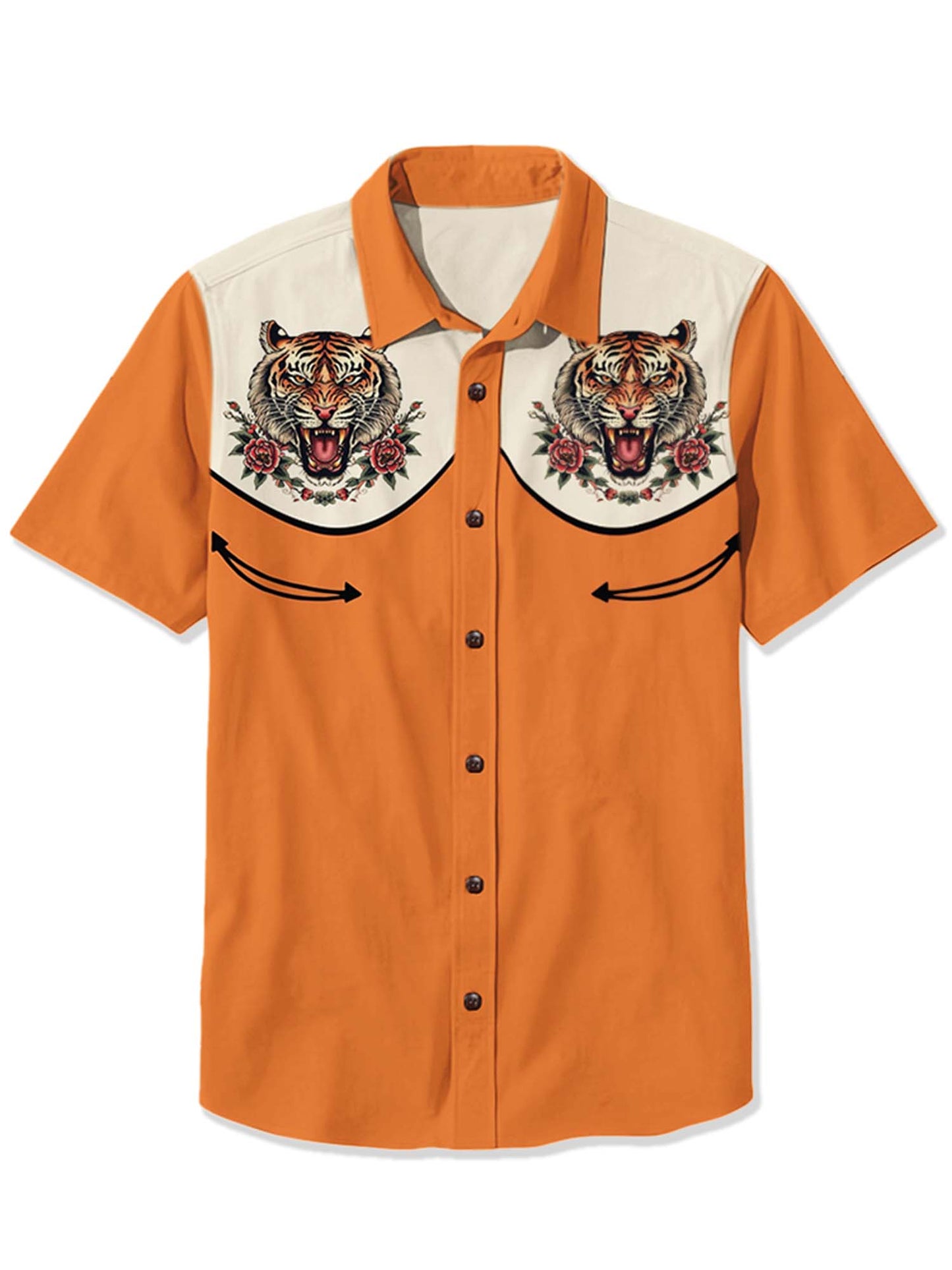 Men'S Retro tattoo Tiger Printed Shirt