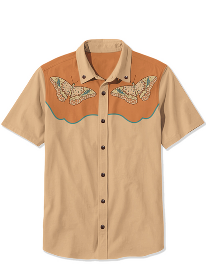 Men'S Western cactus butterfly Printed Shirt