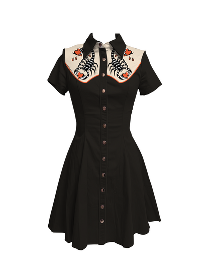 Valentine's Day Scorpion Hearts Printed Shirt Dress