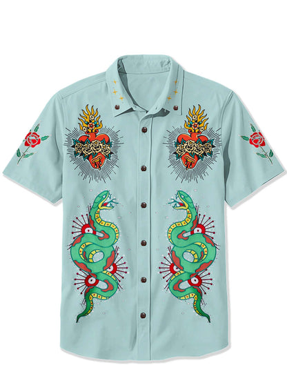 Men'S Vintage Snake Printed Shirt